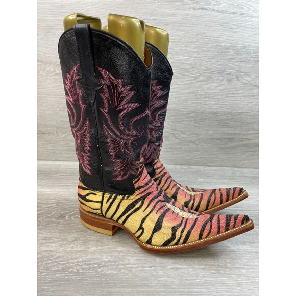 Bilbo Hemisferio Women's 6.5 Black Western Stingray Leather Boot Western Cowgirl - Picture 1 of 15
